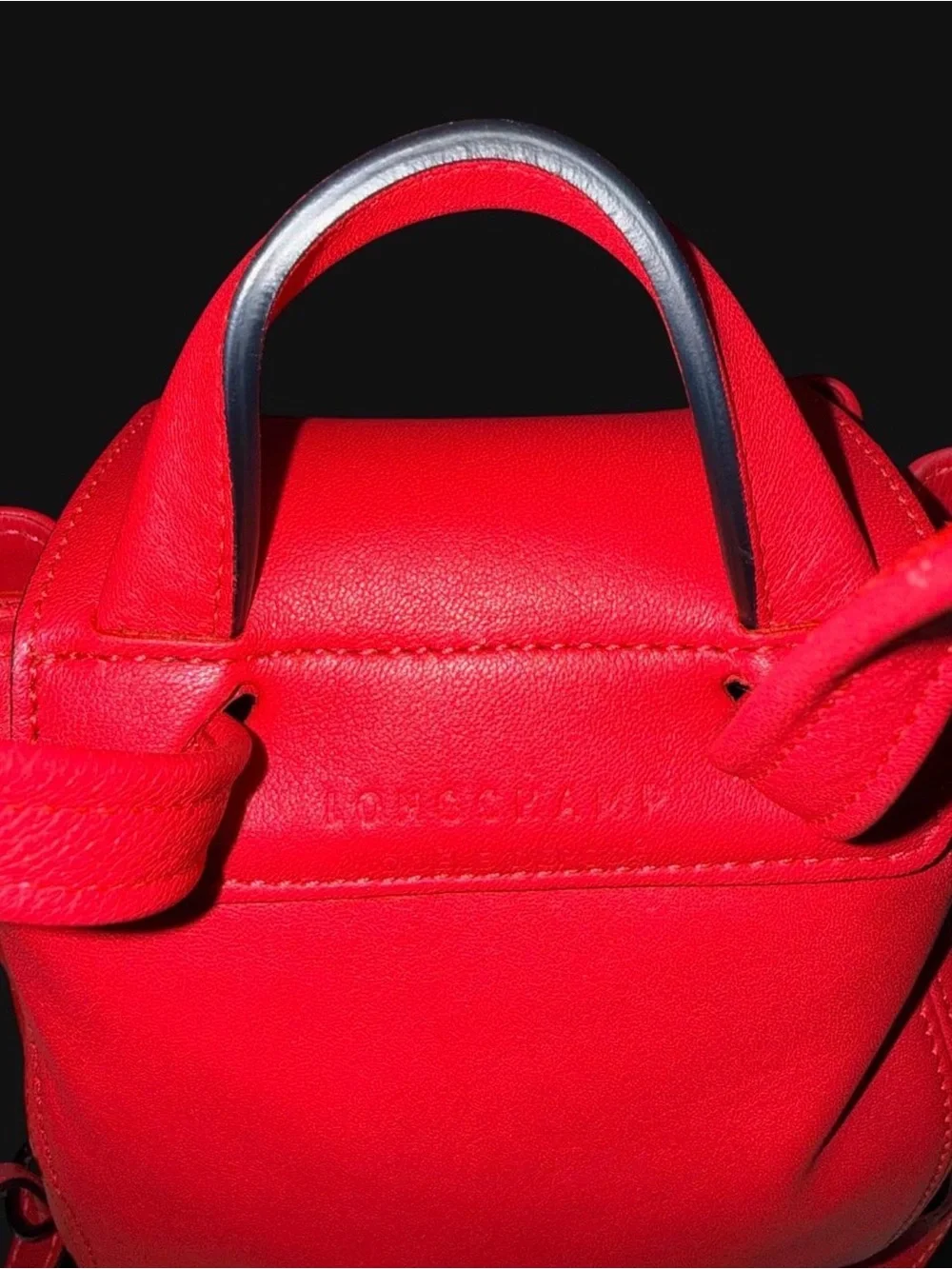 NWOT | Discontinued Longchamp Le Pliage Cuir XS Backpack in Rouge (Red)
